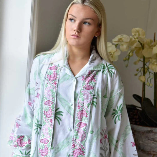Floral Pink Palms Dressing Gown