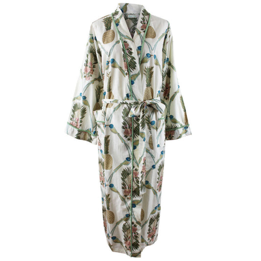 Powell Craft Bluebird & Pineapple Print Dressing Gown