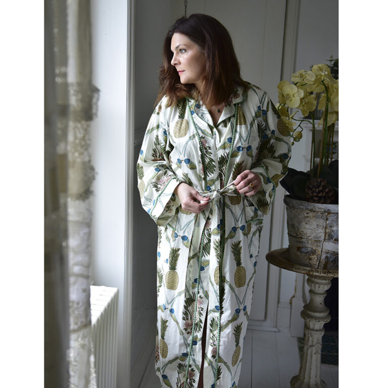 Powell Craft Bluebird & Pineapple Print Dressing Gown