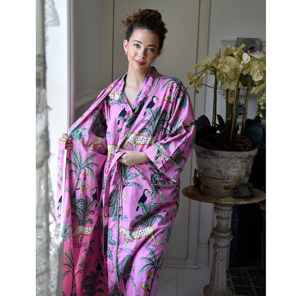 Powell Craft Pink Safari Print Dressing Gown