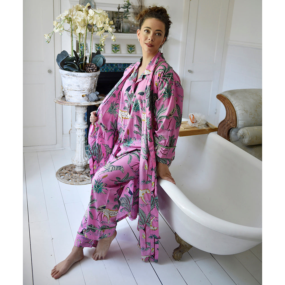 Powell Craft Pink Safari Print Dressing Gown