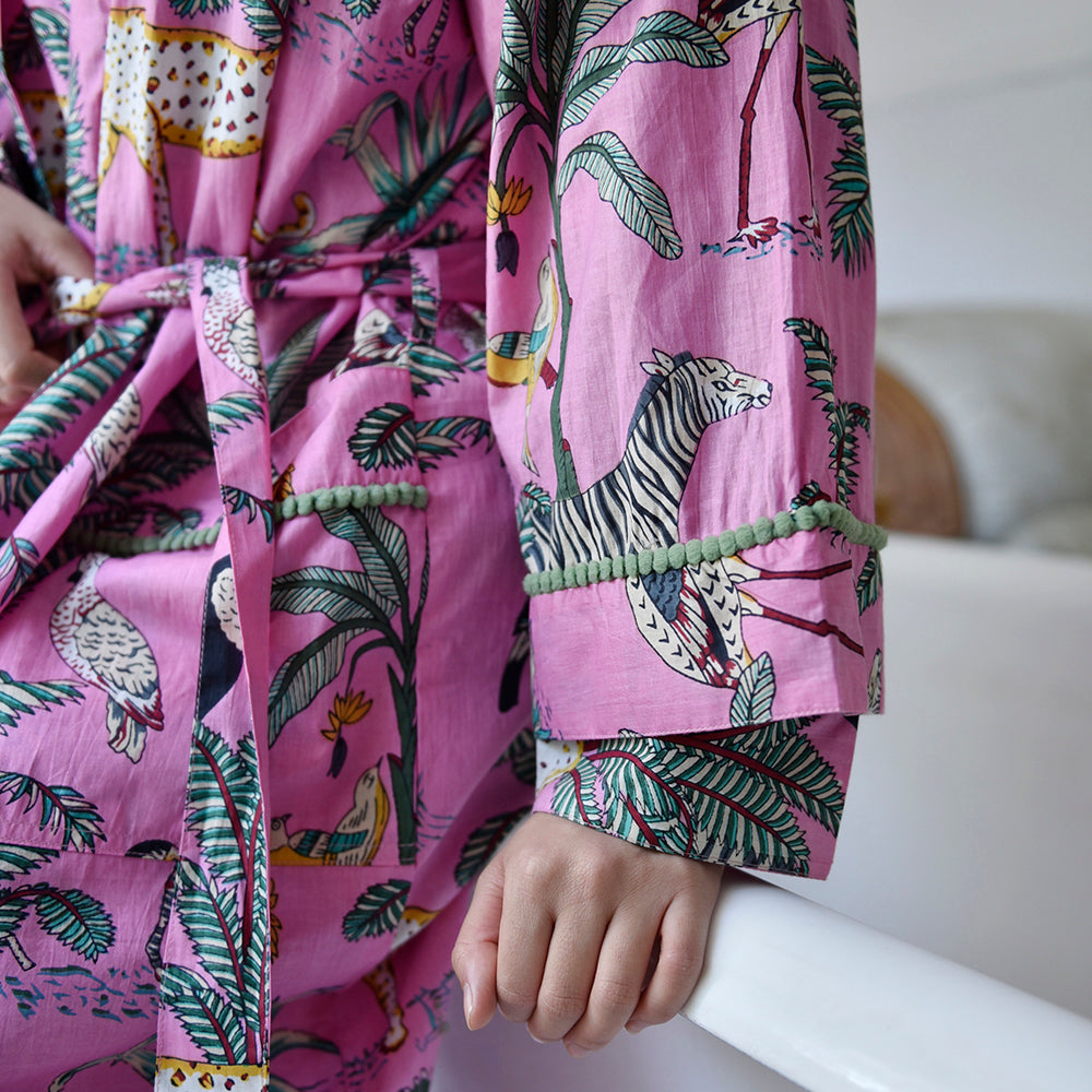 Powell Craft Pink Safari Print Dressing Gown