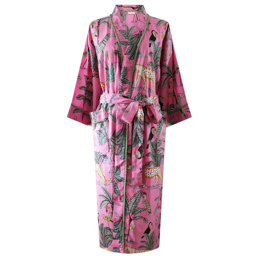 Powell Craft Pink Safari Print Dressing Gown