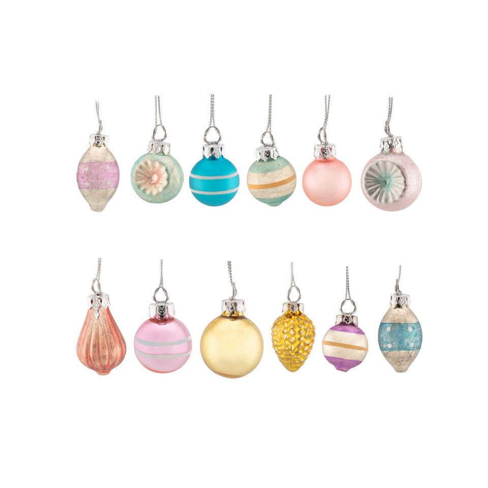 Sass & Belle Multi Coloured Vintage Mini Baubles - Set of 12