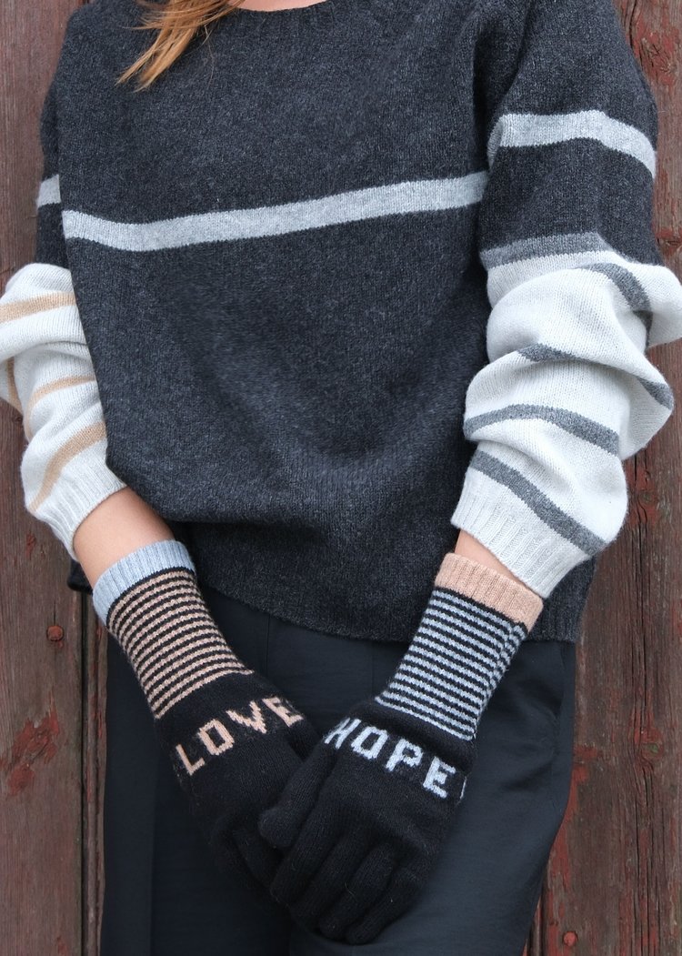 Quinton + Chadwick Love and Hope Gloves in Black with Camel and Grey