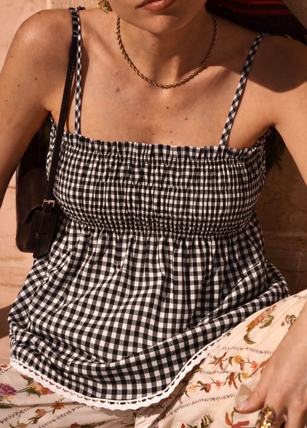 Dalila Gingham Top in Black