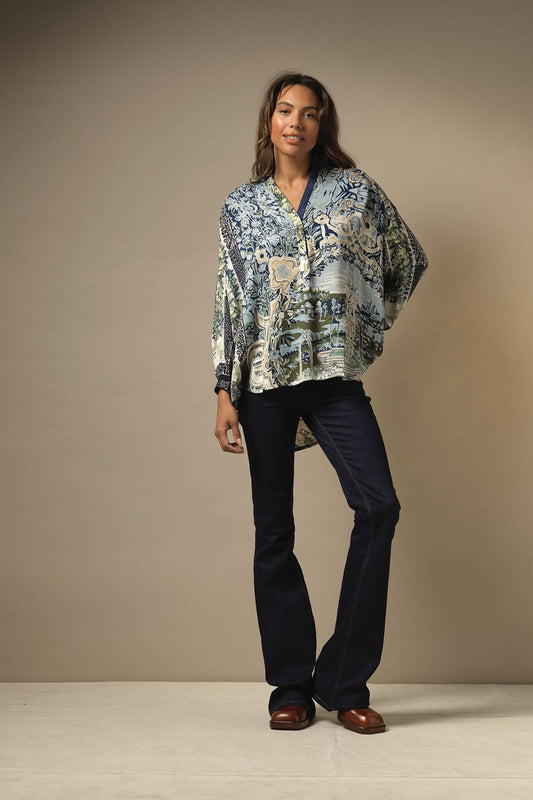 One Hundred Stars Sea Blue Tapestry Darcy Shirt