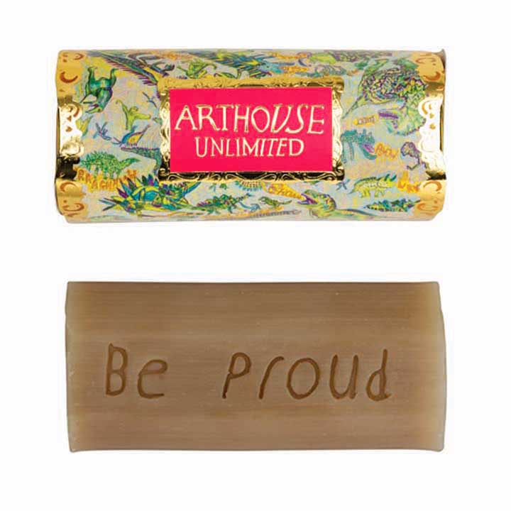 Arthouse Unlimited Dinosaurs tubular soap with 'Be Proud' imprinted on 