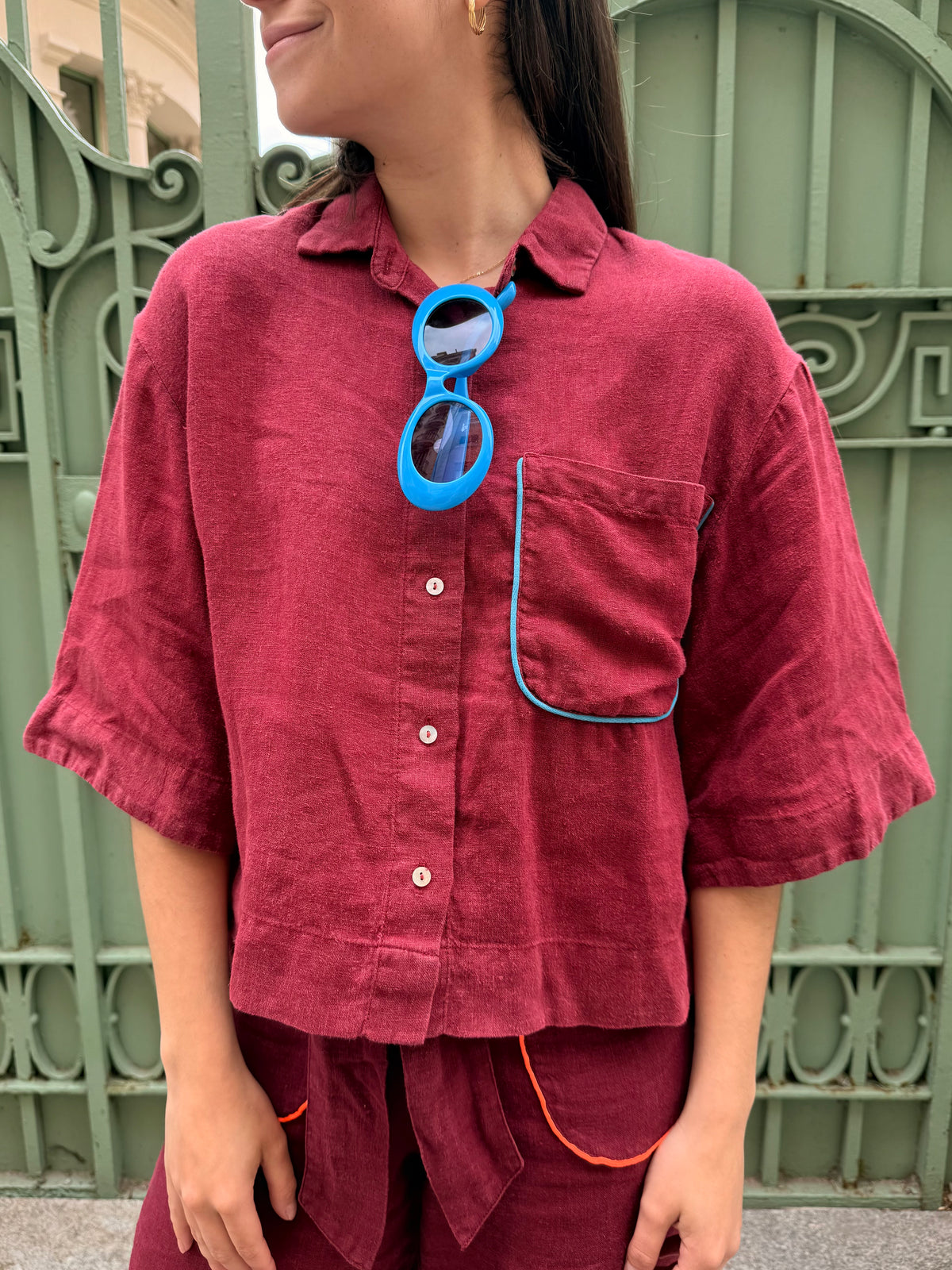 Dr Bloom Cherry Shirt in Wine