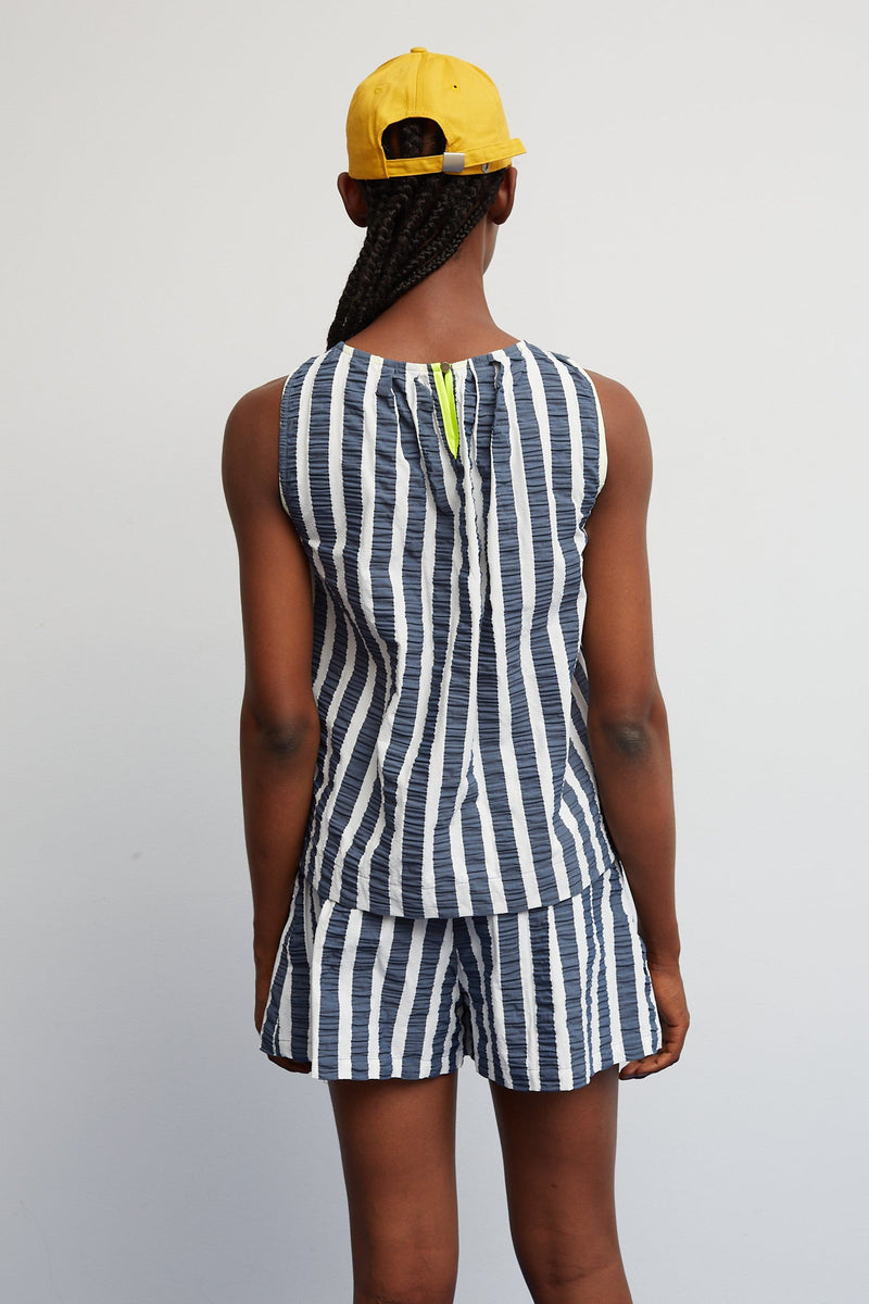 Dr Bloom Cuerpo Fresco Striped Top in Navy
