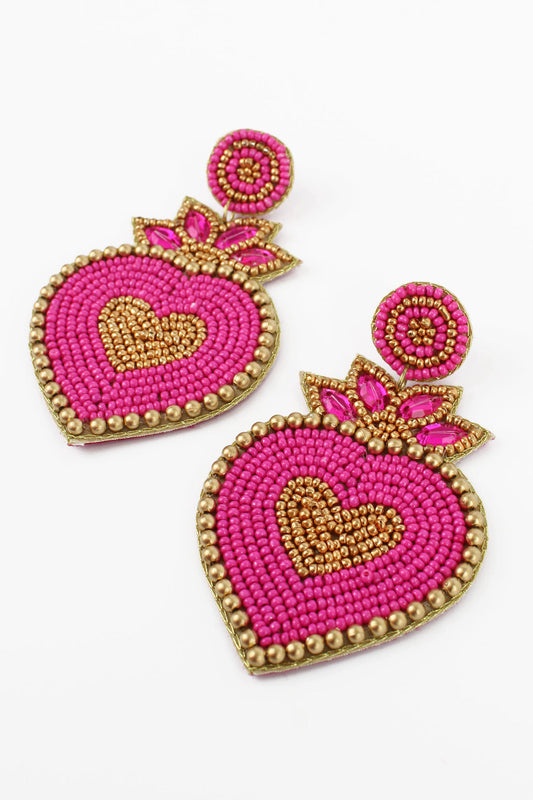 My Doris Pink Heart Statement Earrings