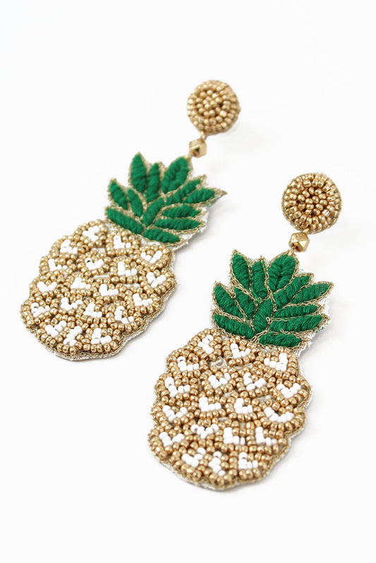 My Doris Gold Heart Pineapple Earrings