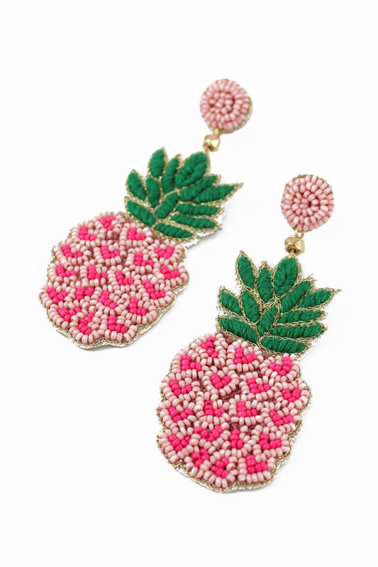 My Doris Pink Heart Pineapple Earrings