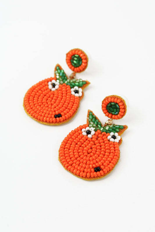 My Doris Mini Orange Beaded Earrings