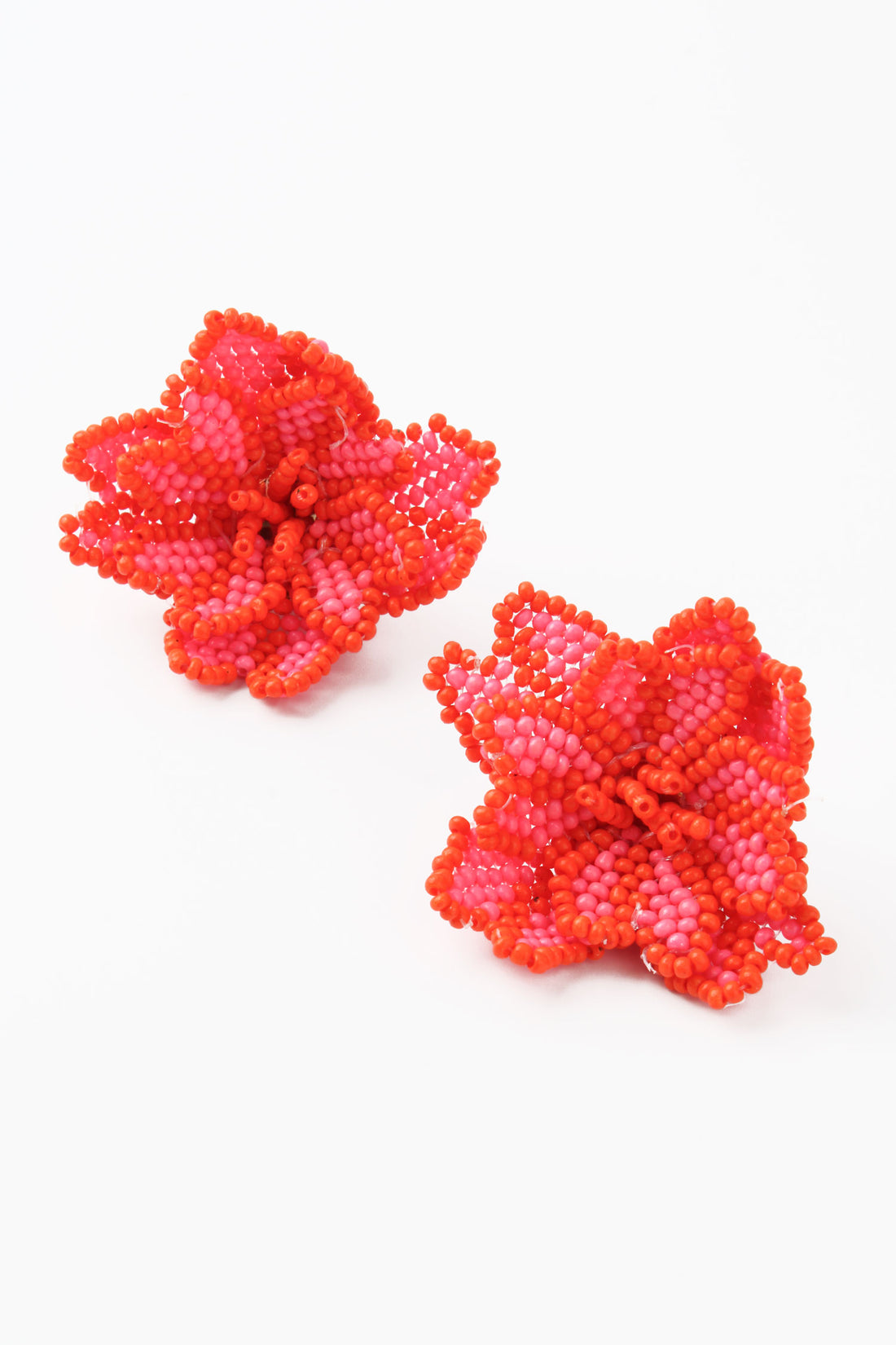 My Doris 3D Neon Pink Flower Beaded Earrings