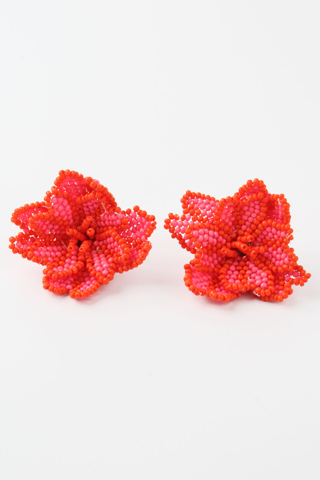 My Doris 3D Neon Pink Flower Beaded Earrings