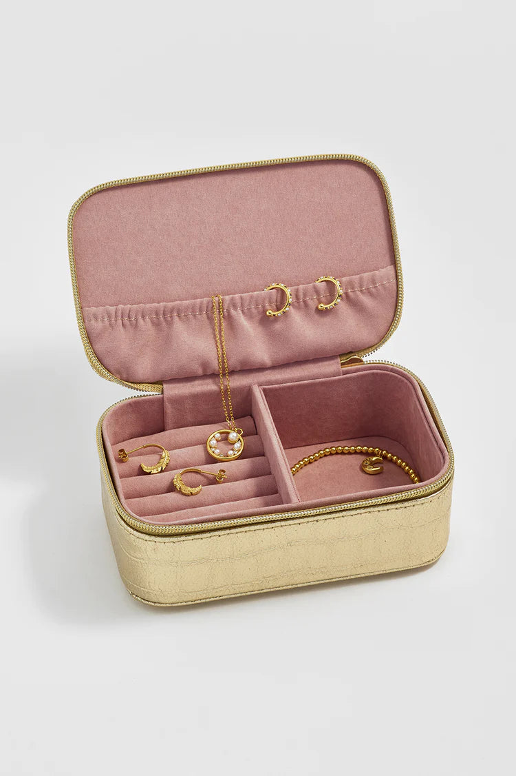Estella Bartlett Mini Jewellery Box - Gold Croc
