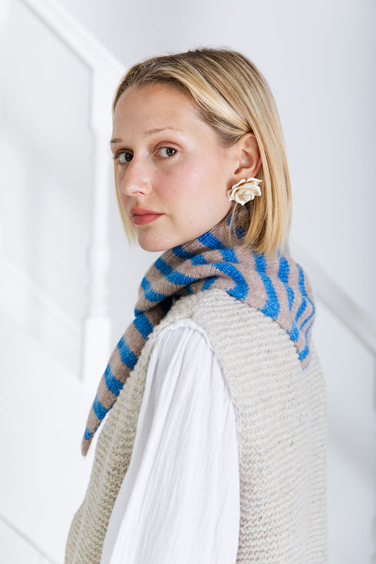 Bonte London Elizabeth Triangle Scarf in Hassar Blue