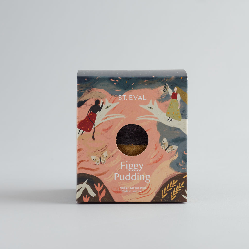 St Eval Figgy Pudding Gold Dipped Pillar Candle