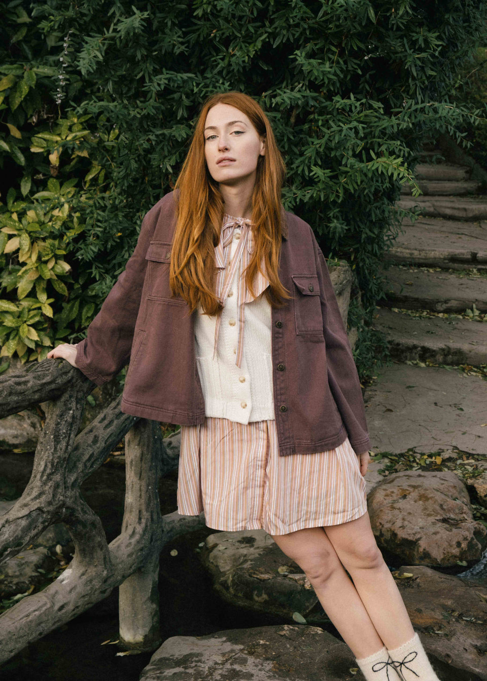 FRNCH Denim Jacket in Aubergine  