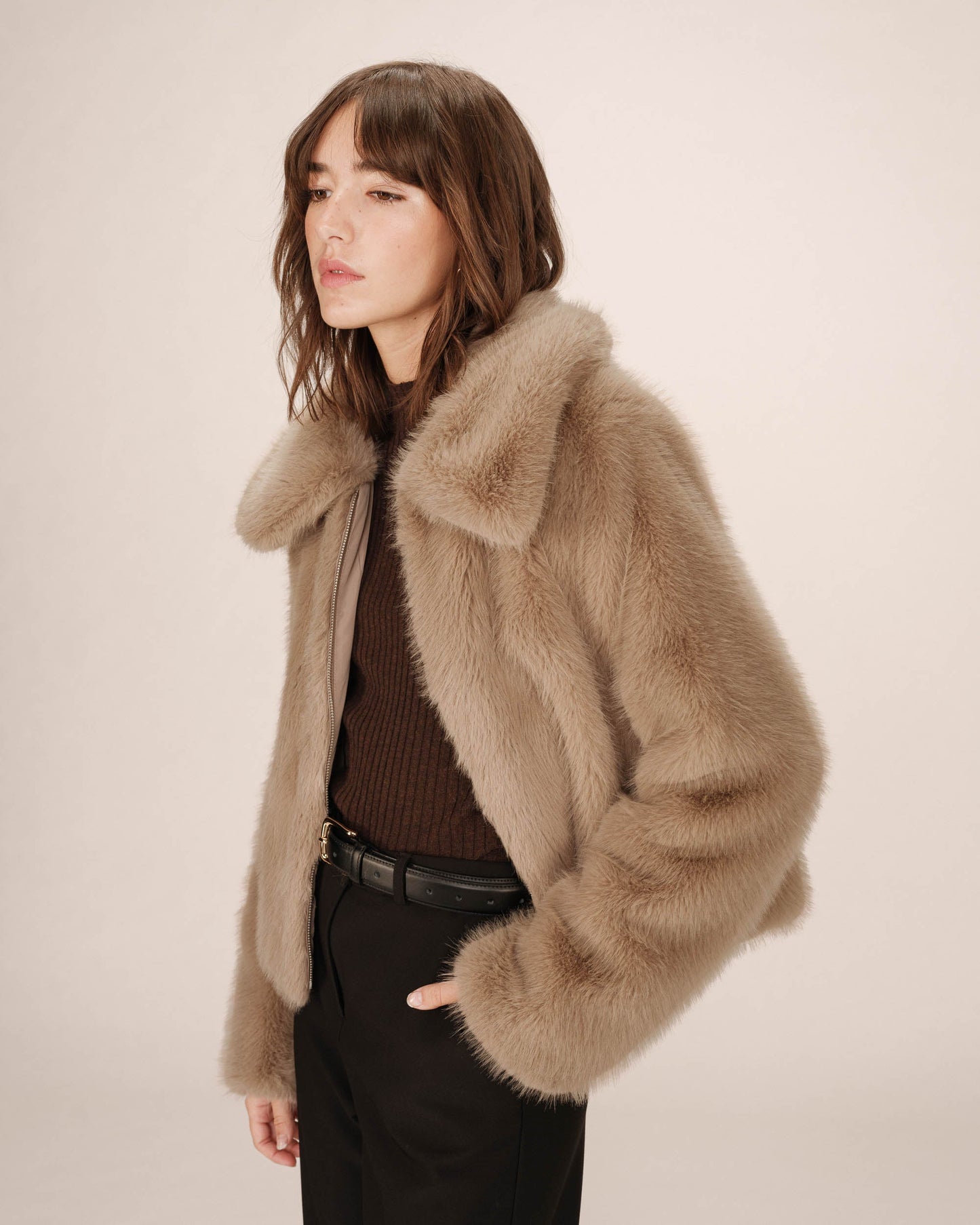 Grace & Mila Shonna Coat in Greige