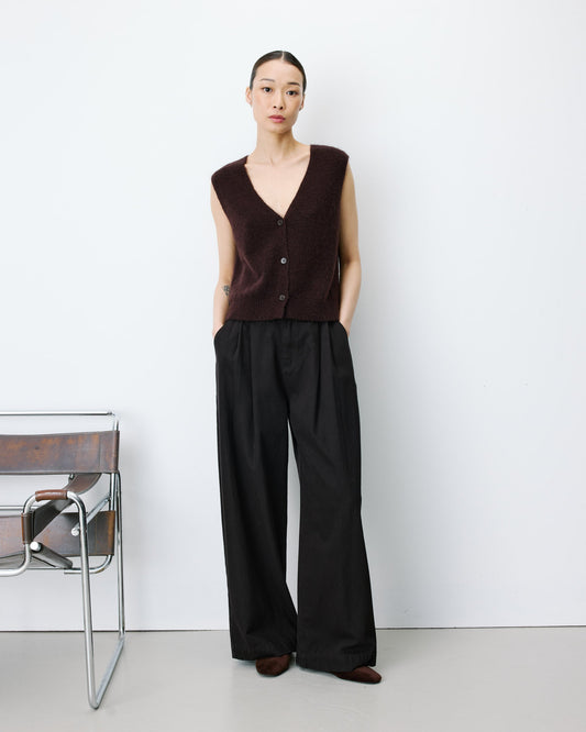 Grace & Mila Nars V Neck Cardigan in Chocolate