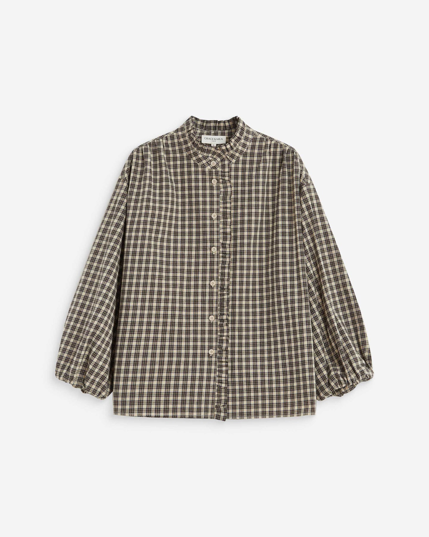 Grace & Mila The ADELIE button-down blouse in Latte