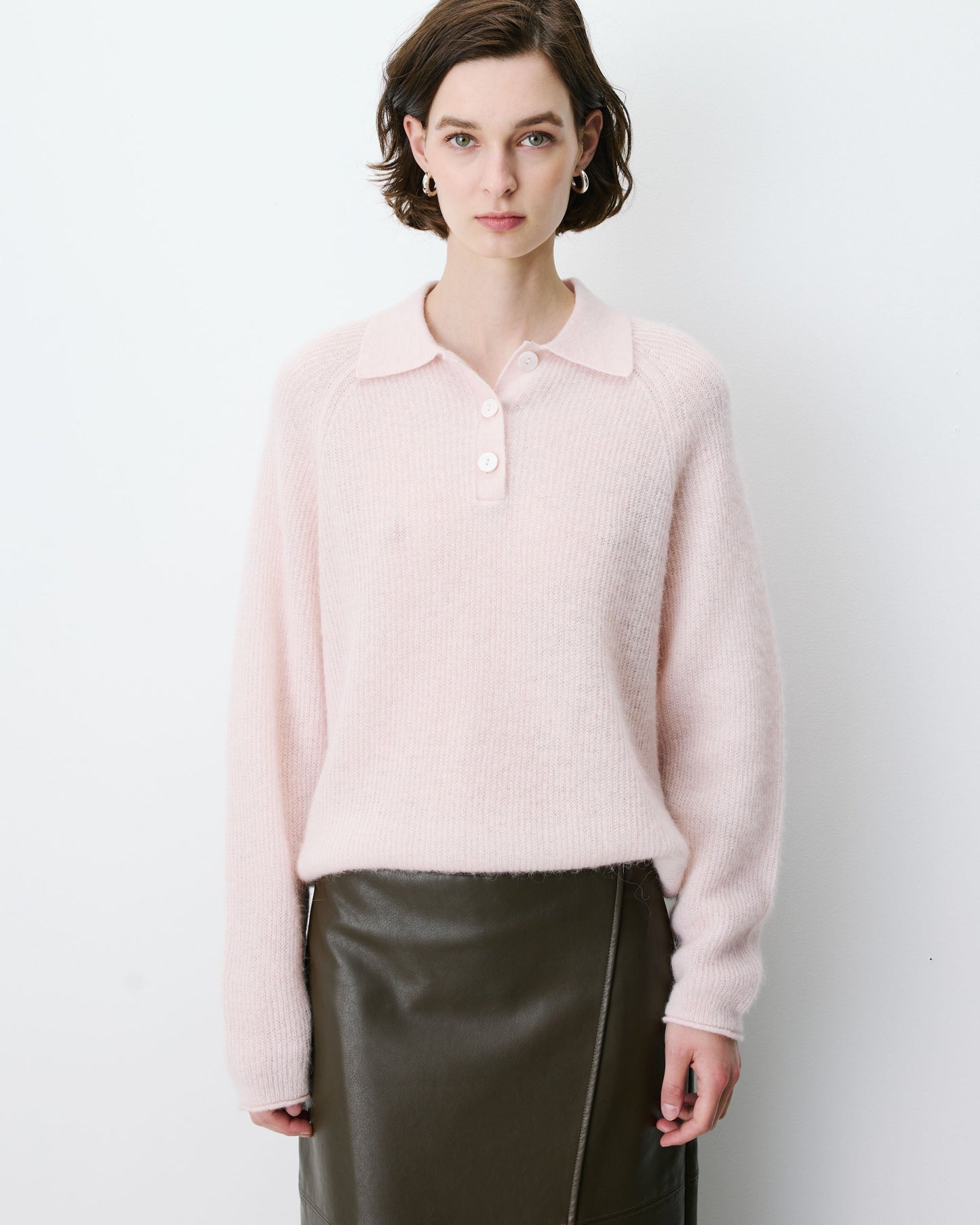 Grace & Mila Alevan Knit Polo Sweater in Nude
