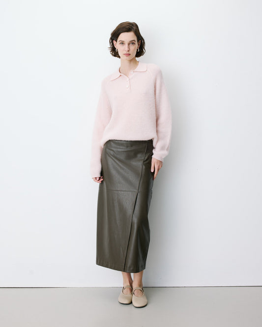 Grace & Mila Alevan Knit Polo Sweater in Nude