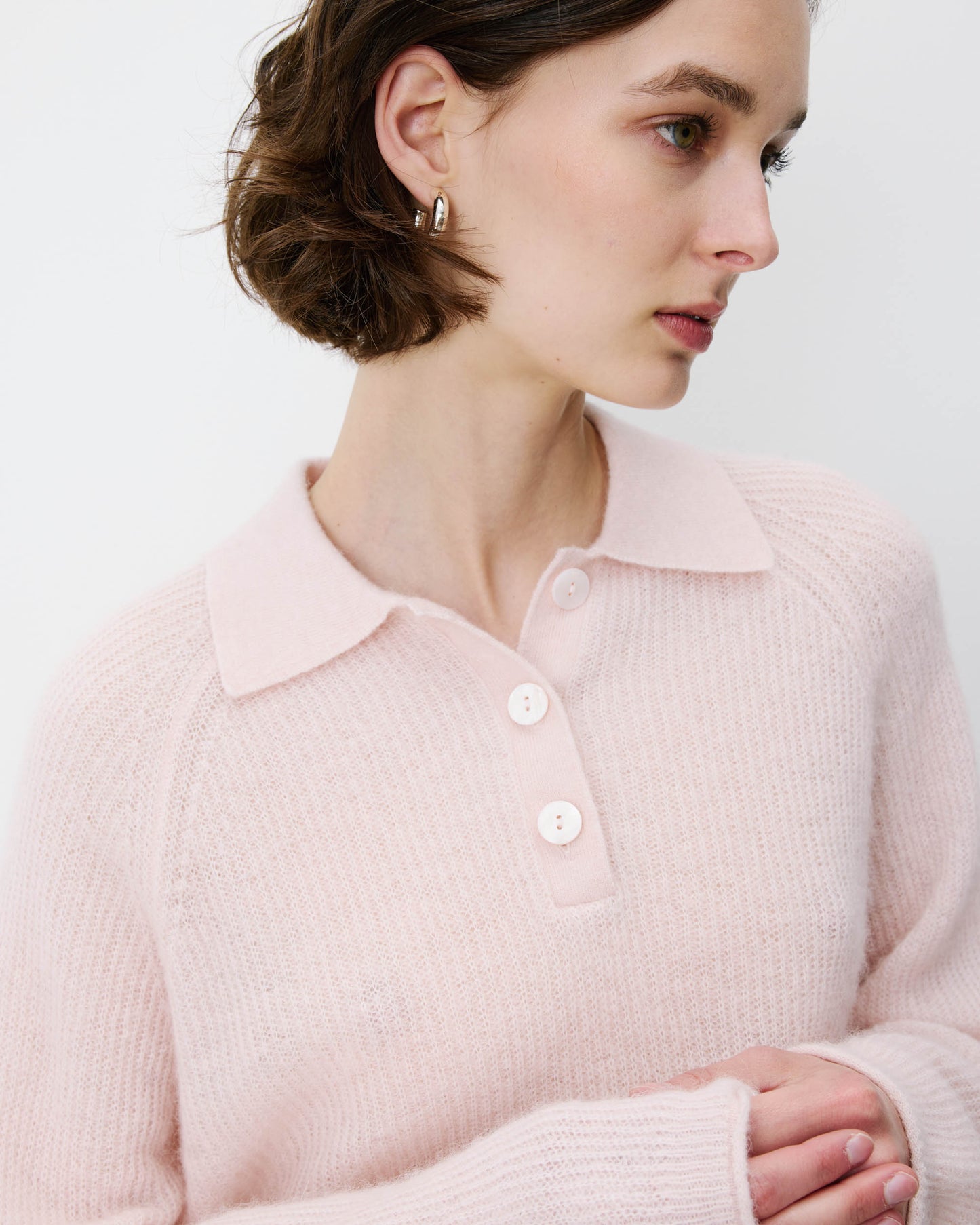 Grace & Mila Alevan Knit Polo Sweater in Nude
