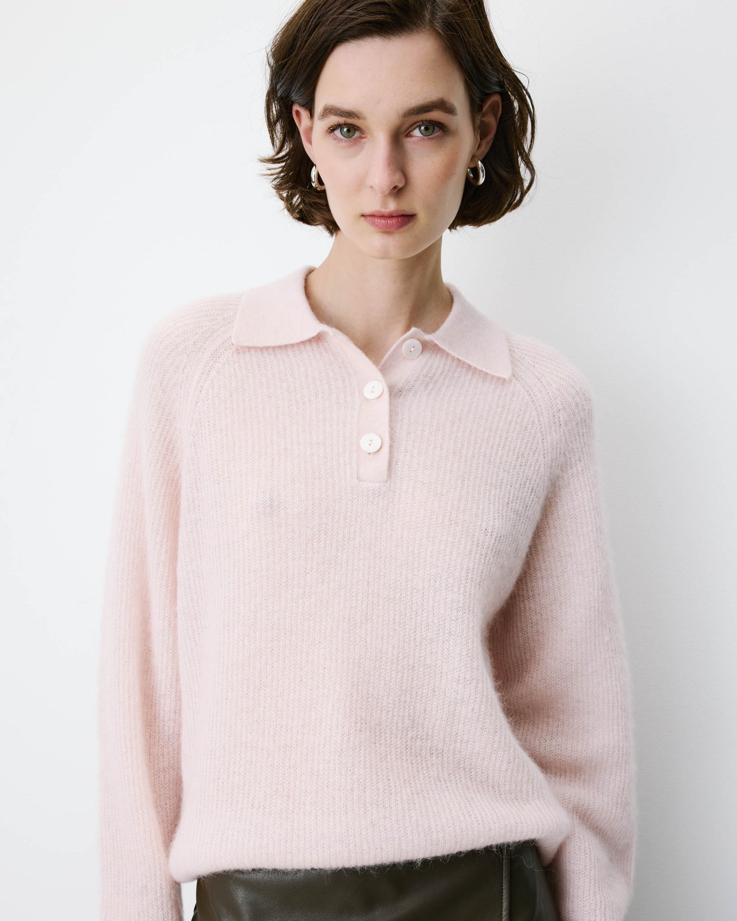 Grace & Mila Alevan Knit Polo Sweater in Nude