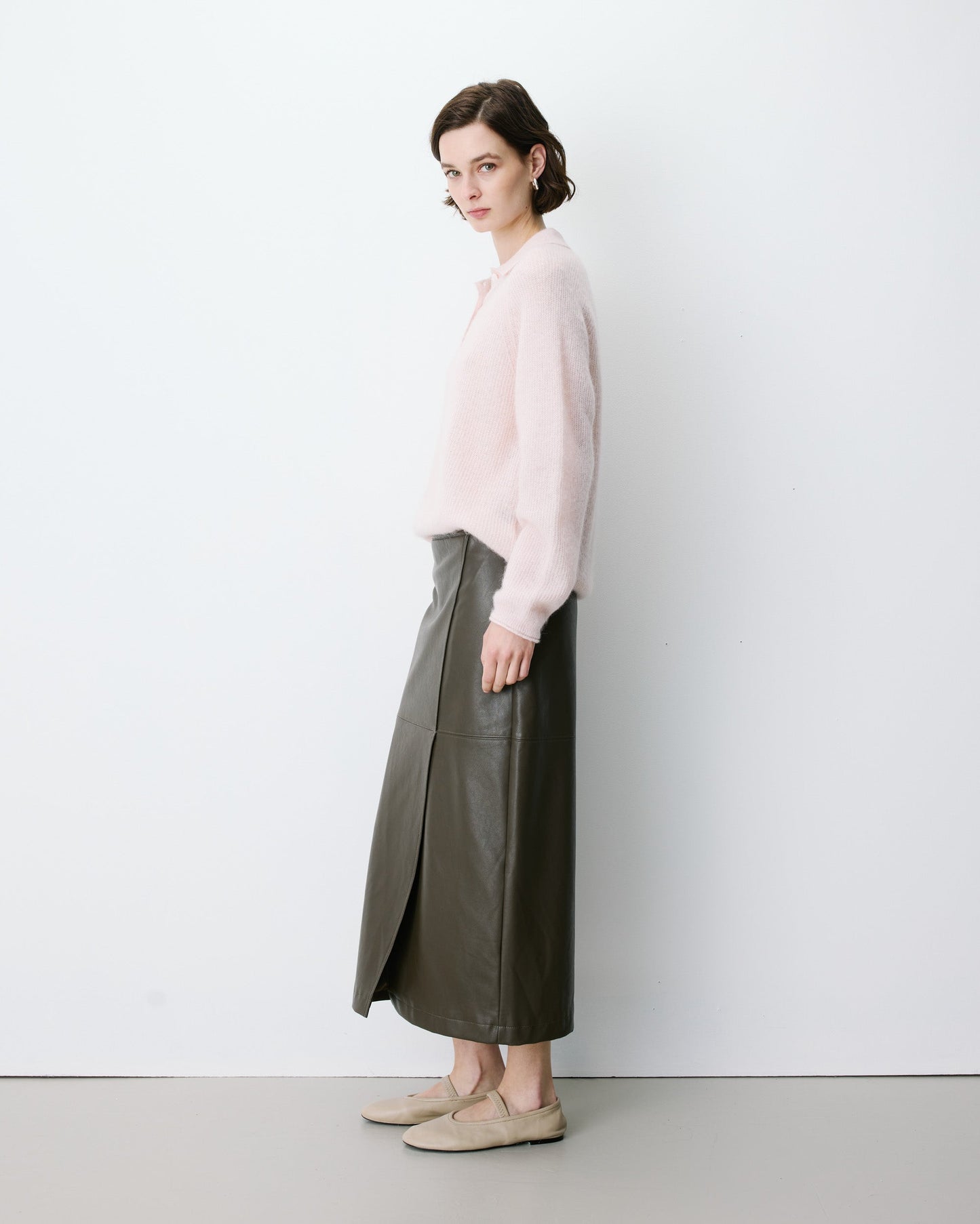Grace & Mila Alevan Knit Polo Sweater in Nude