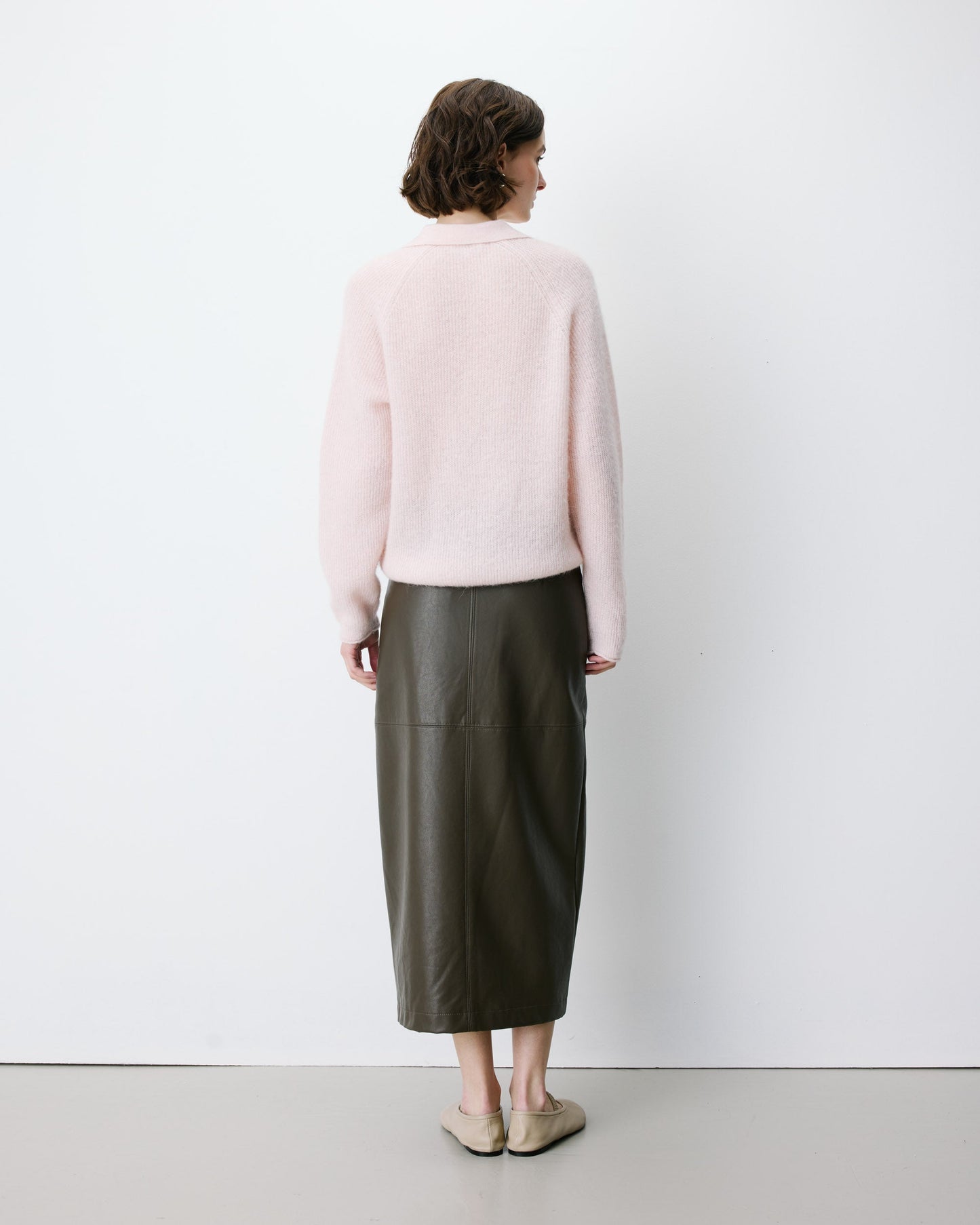 Grace & Mila Alevan Knit Polo Sweater in Nude