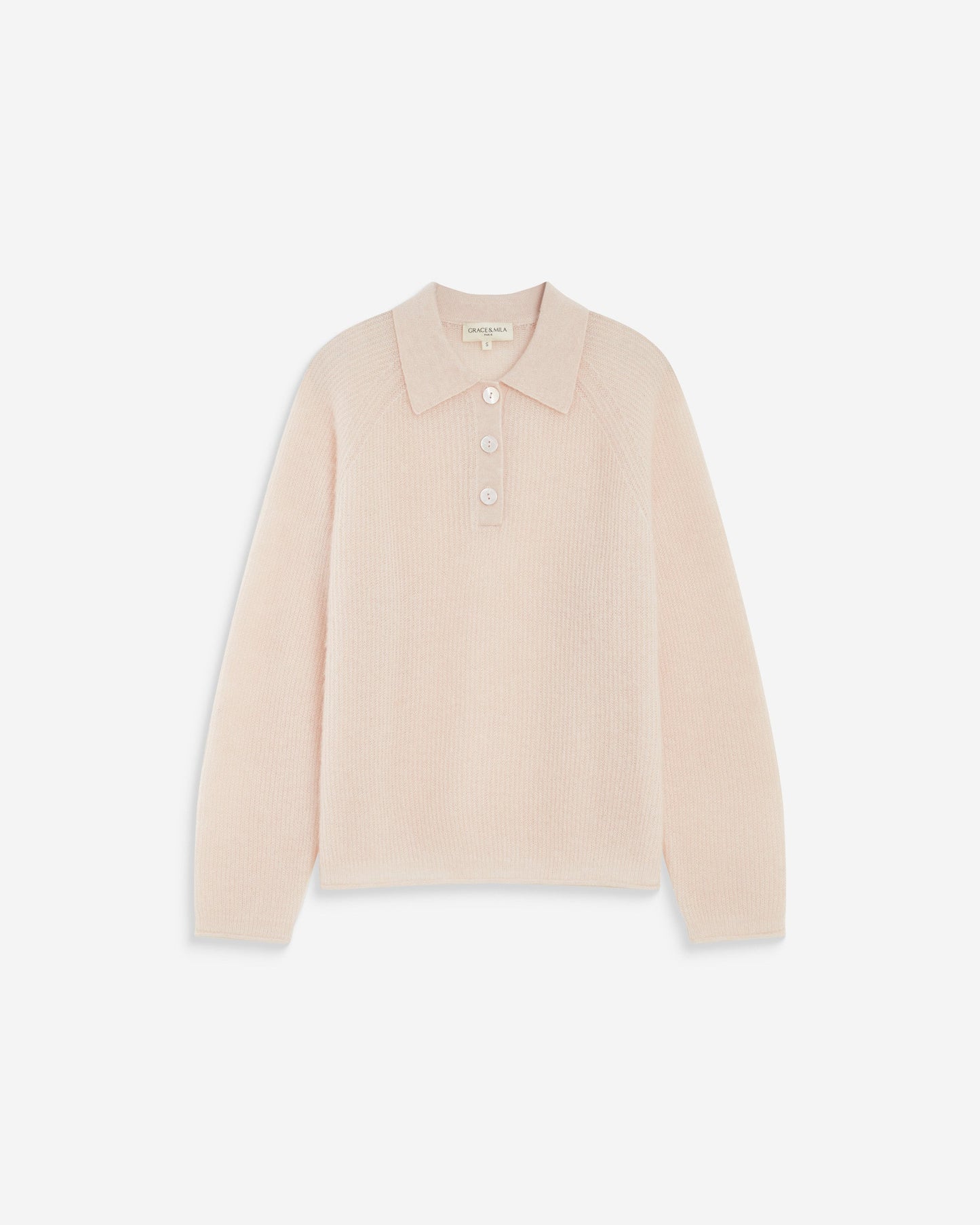 Grace & Mila Alevan Knit Polo Sweater in Nude