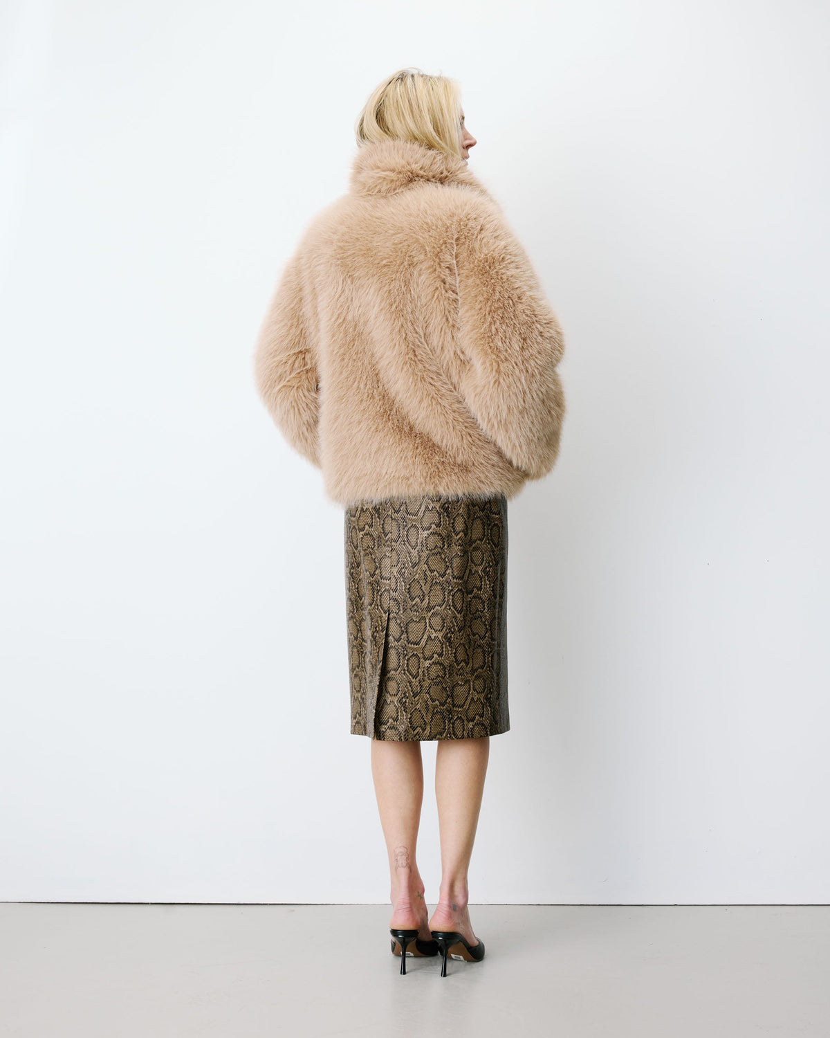 Grace & Mila Amy Faux Fur Coat in Beige
