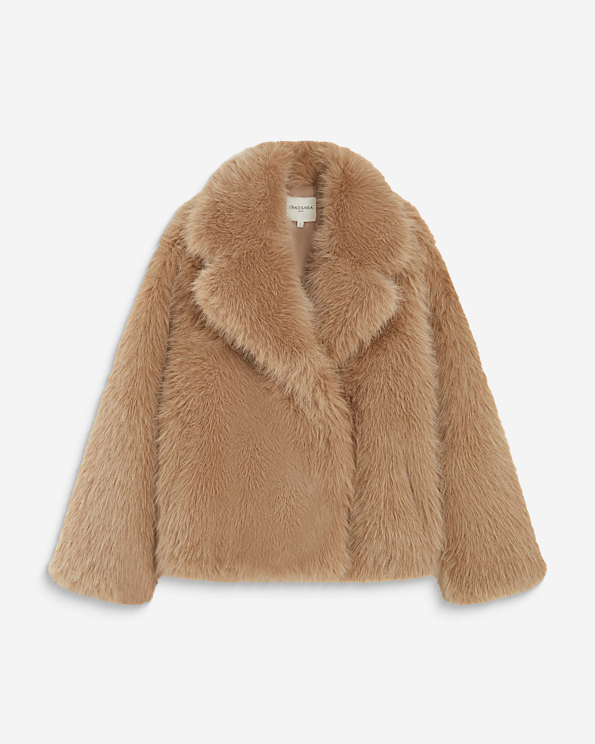 Grace & Mila Amy Faux Fur Coat in Beige