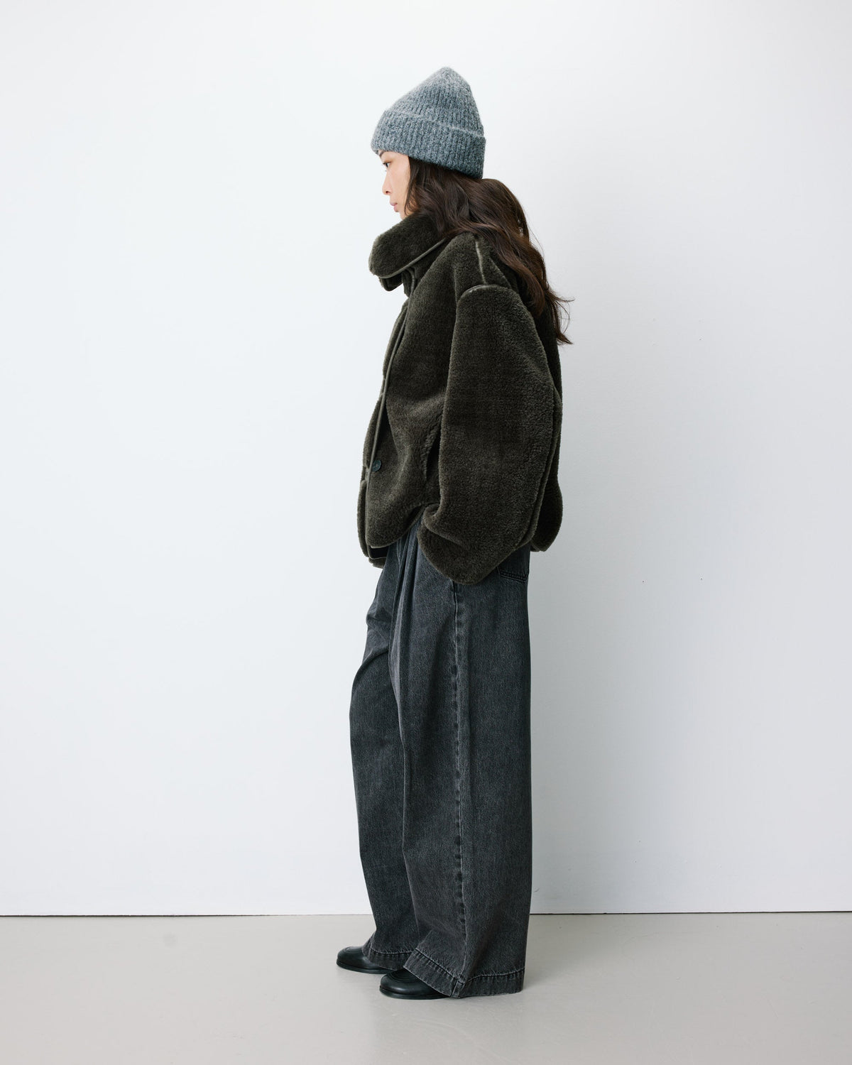Grace & Mila Amelio Faux Fur Coat in Khaki