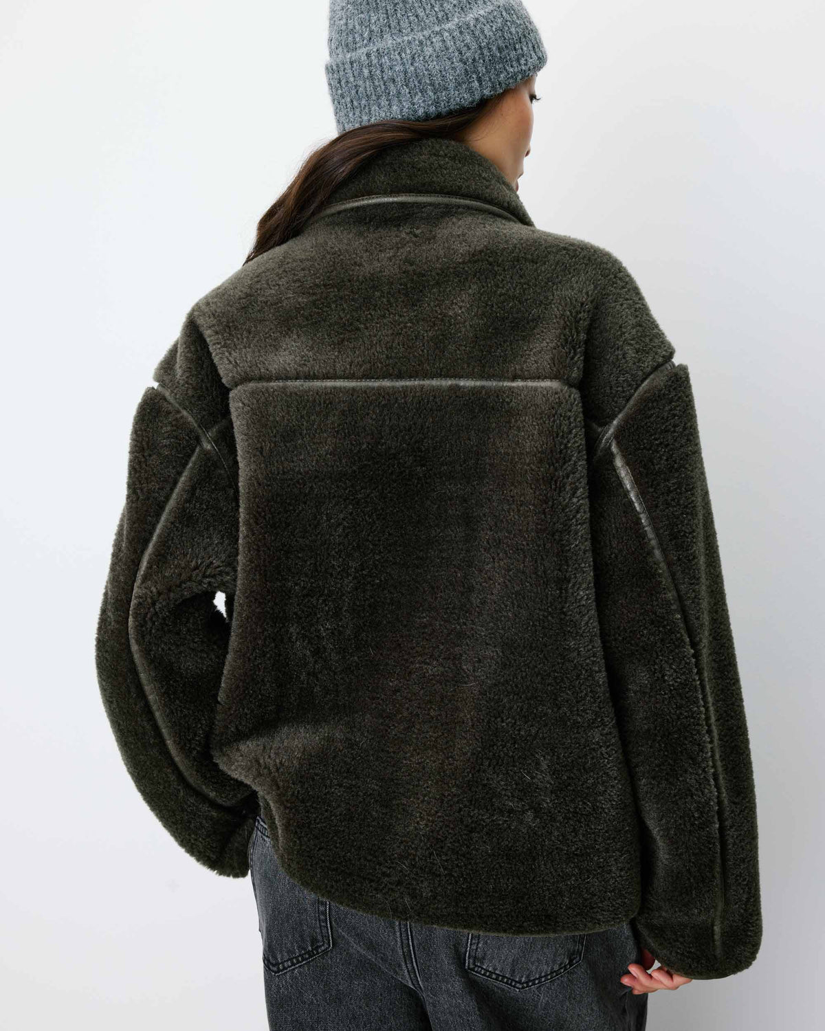 Grace & Mila Amelio Faux Fur Coat in Khaki