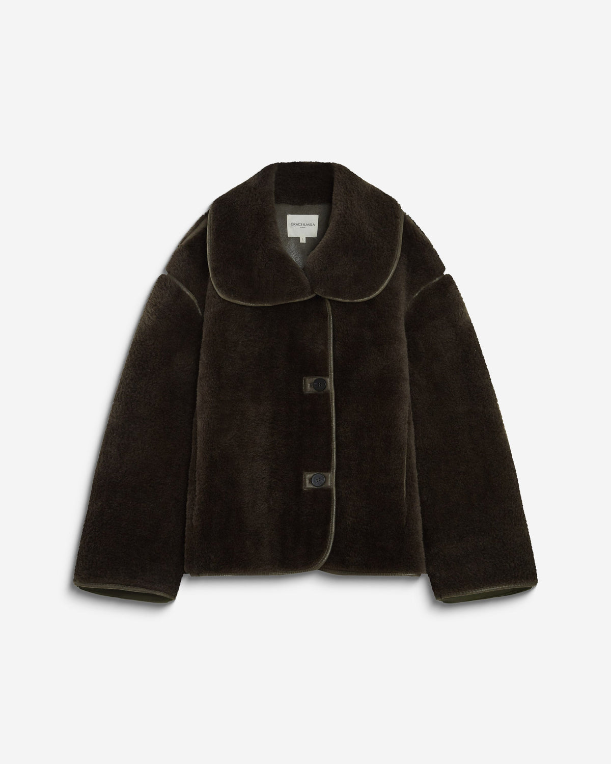 Grace & Mila Amelio Faux Fur Coat in Khaki