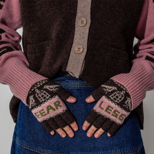 Black & Beech Fearless Fingerless Gloves in Cocoa