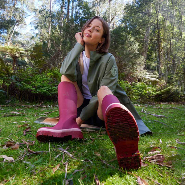 Merry People Fergie Tall Wellies in Beetroot Red