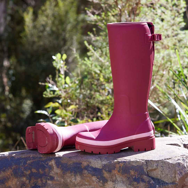 Merry People Fergie Tall Wellies in Beetroot Red