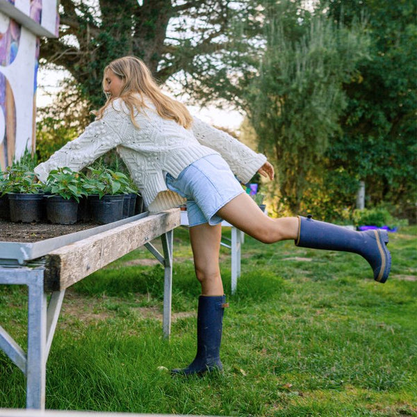 Merry People Fergie Tall Wellies in Oxford Blue