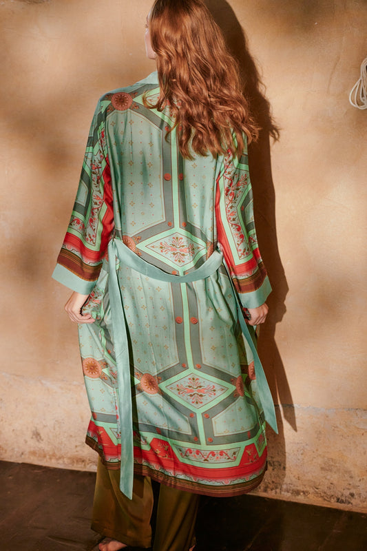 One Hundred Stars Fleur De Lys Aqua Gown