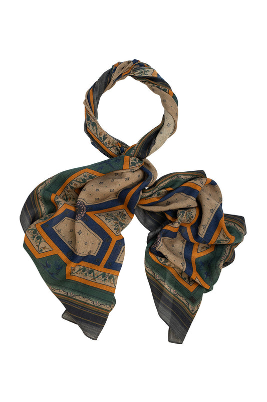 One Hundred Stars Fleur De Lys Sand Wool Scarf