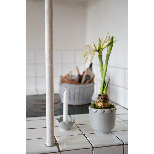 ALANNA Candleholder in Light Grey Matt