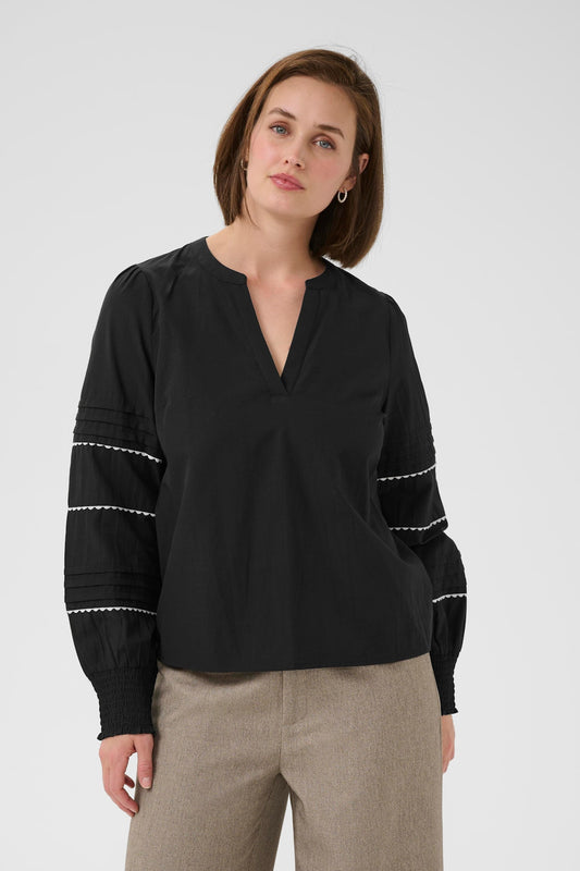 Fransa April Blouse in Black Deep