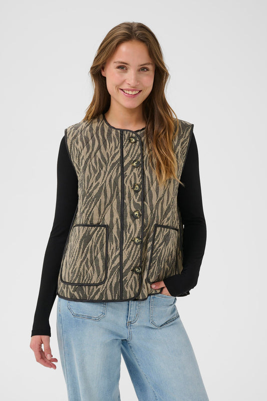 Fransa Kyla Waistcoat in Feather Grey / Black