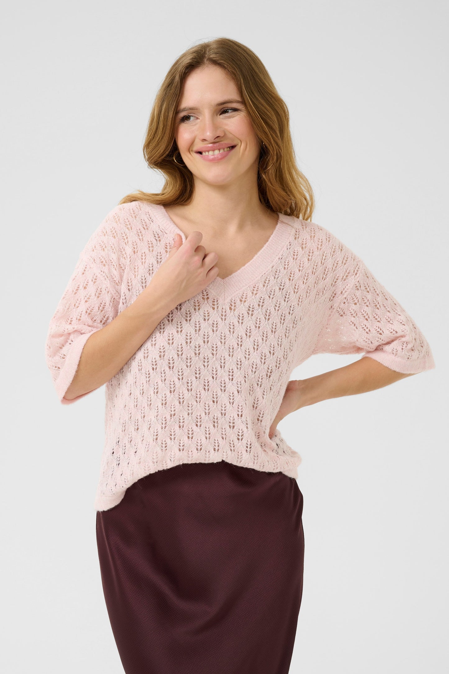 Fransa Lourine V-neck Pullover in  Lotus Melange