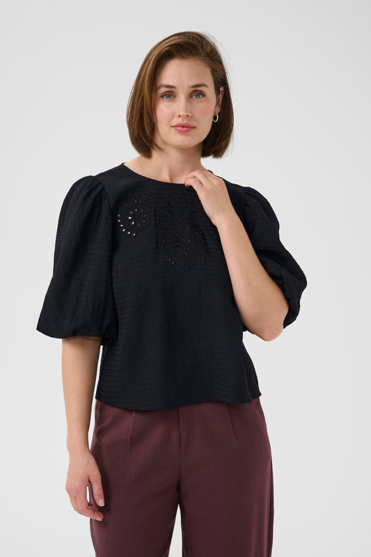 Fransa Melani Blouse in Black Deep